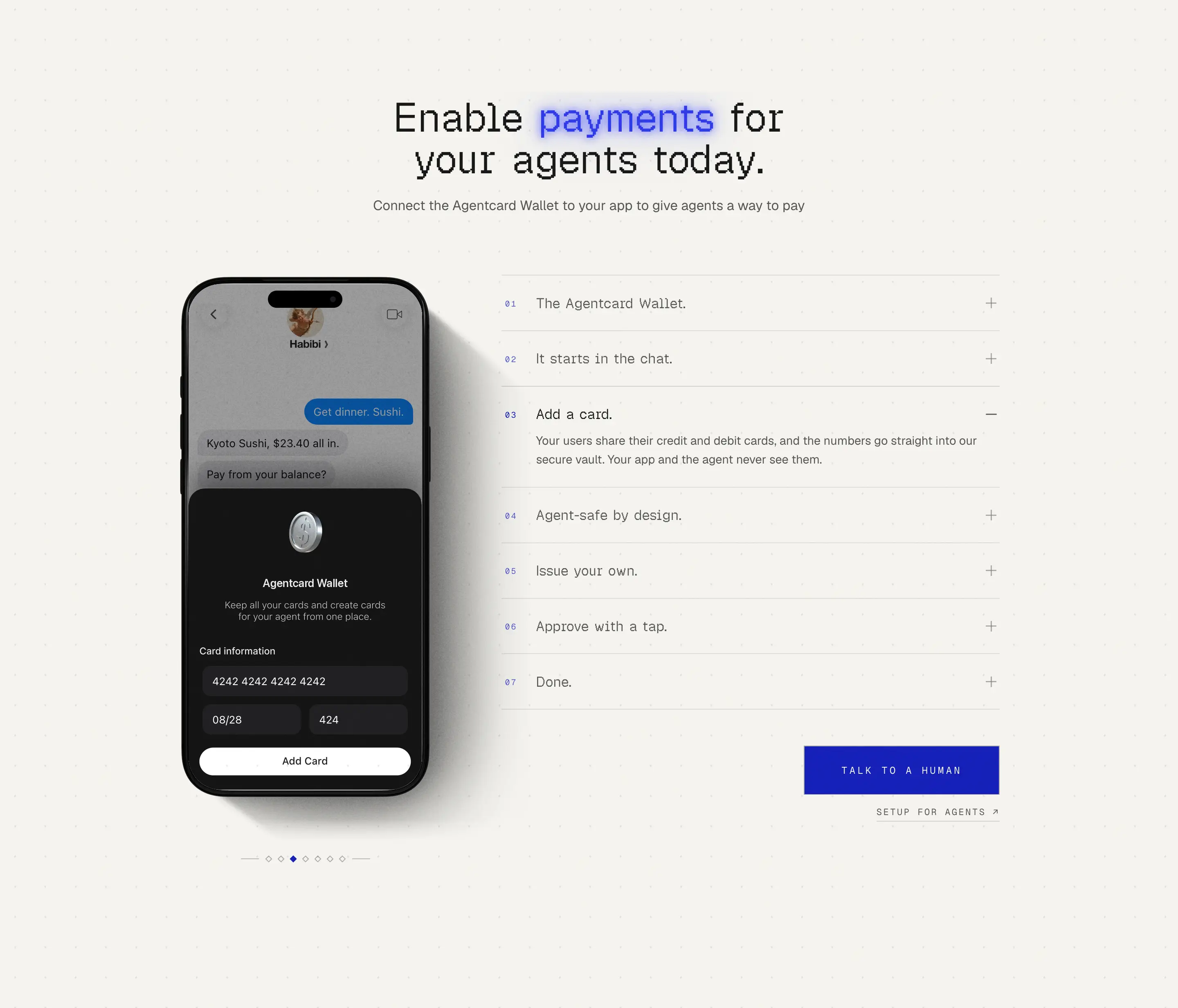 Agentcard Payments Feature Design
