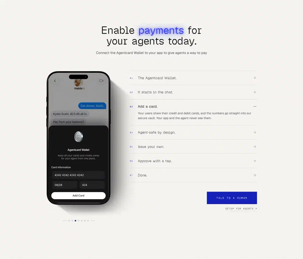 Agentcard Payments Feature Design