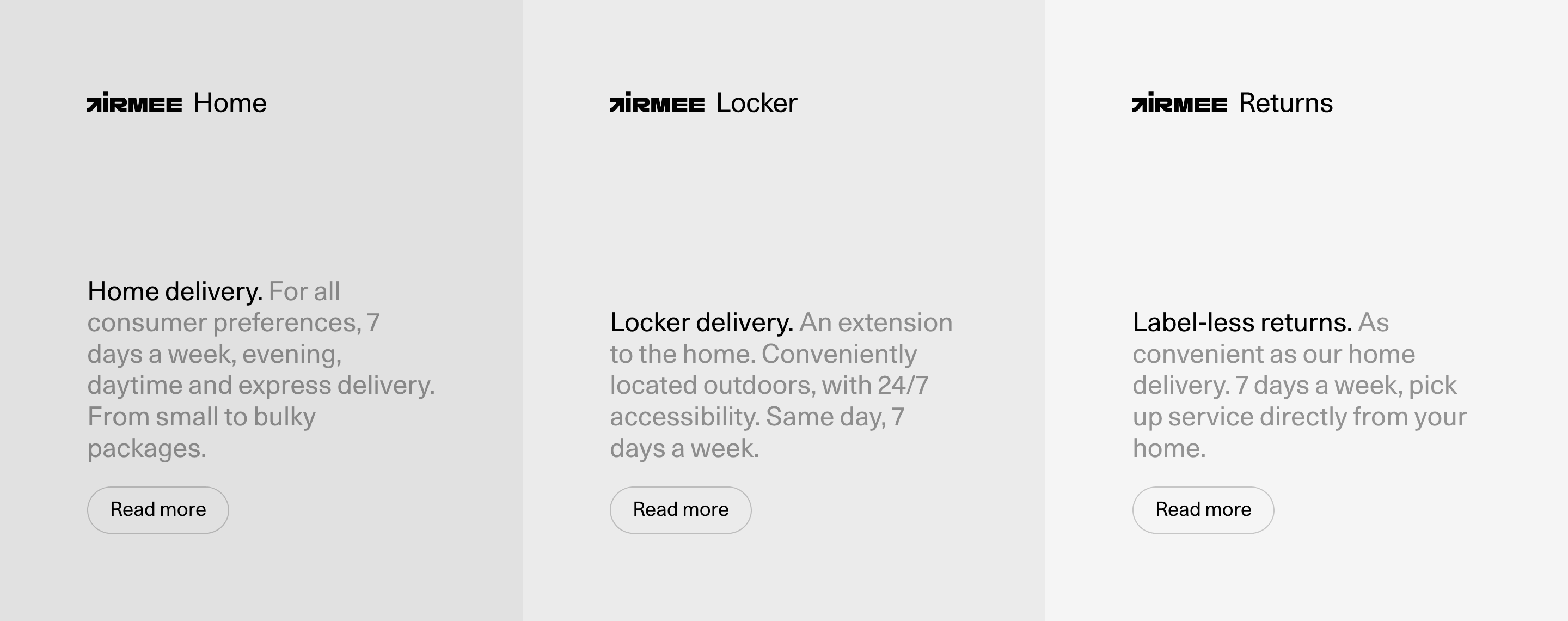 Airmee Delivery Feature Grid Design