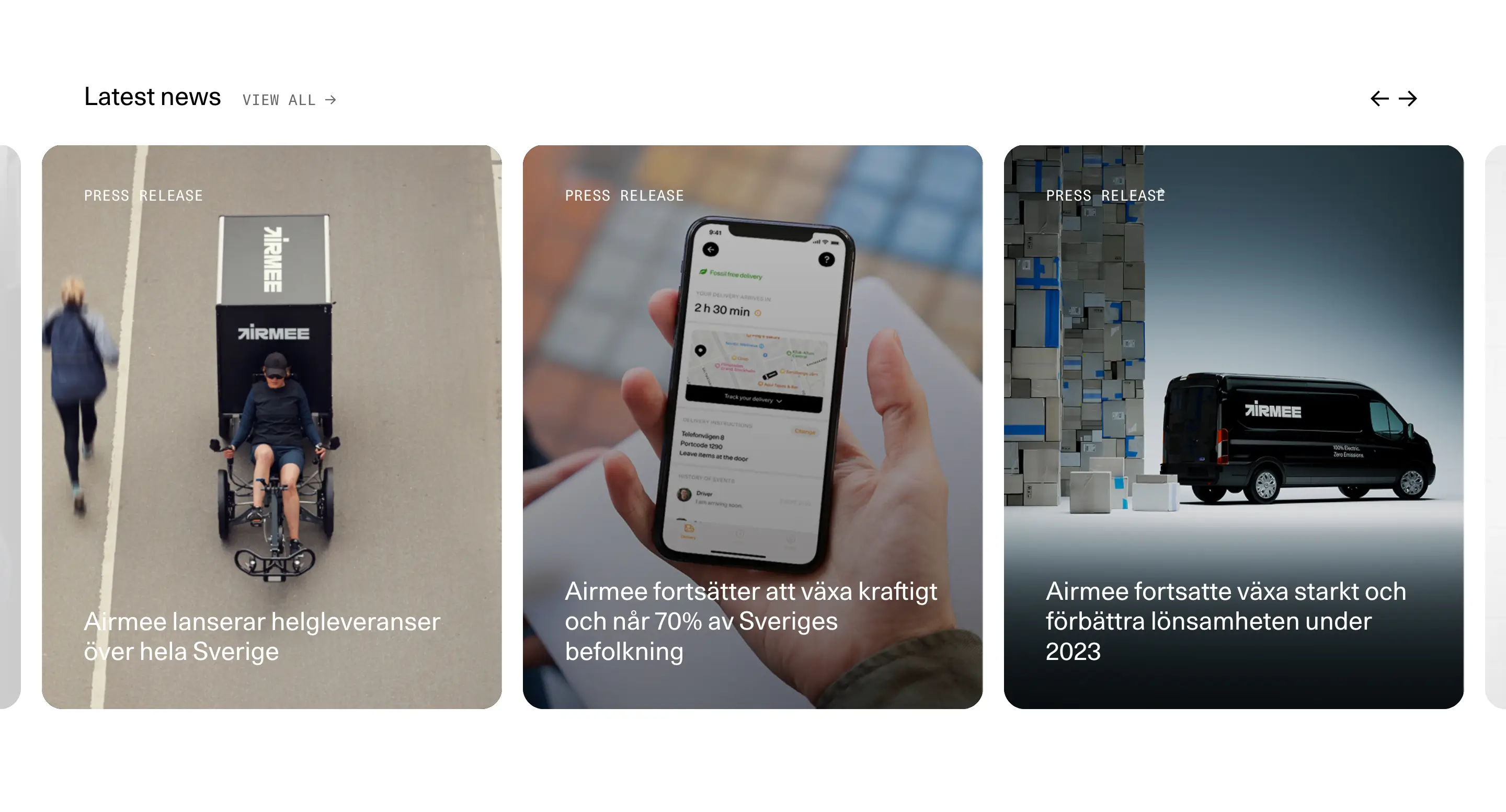 Airmee News Carousel Design
