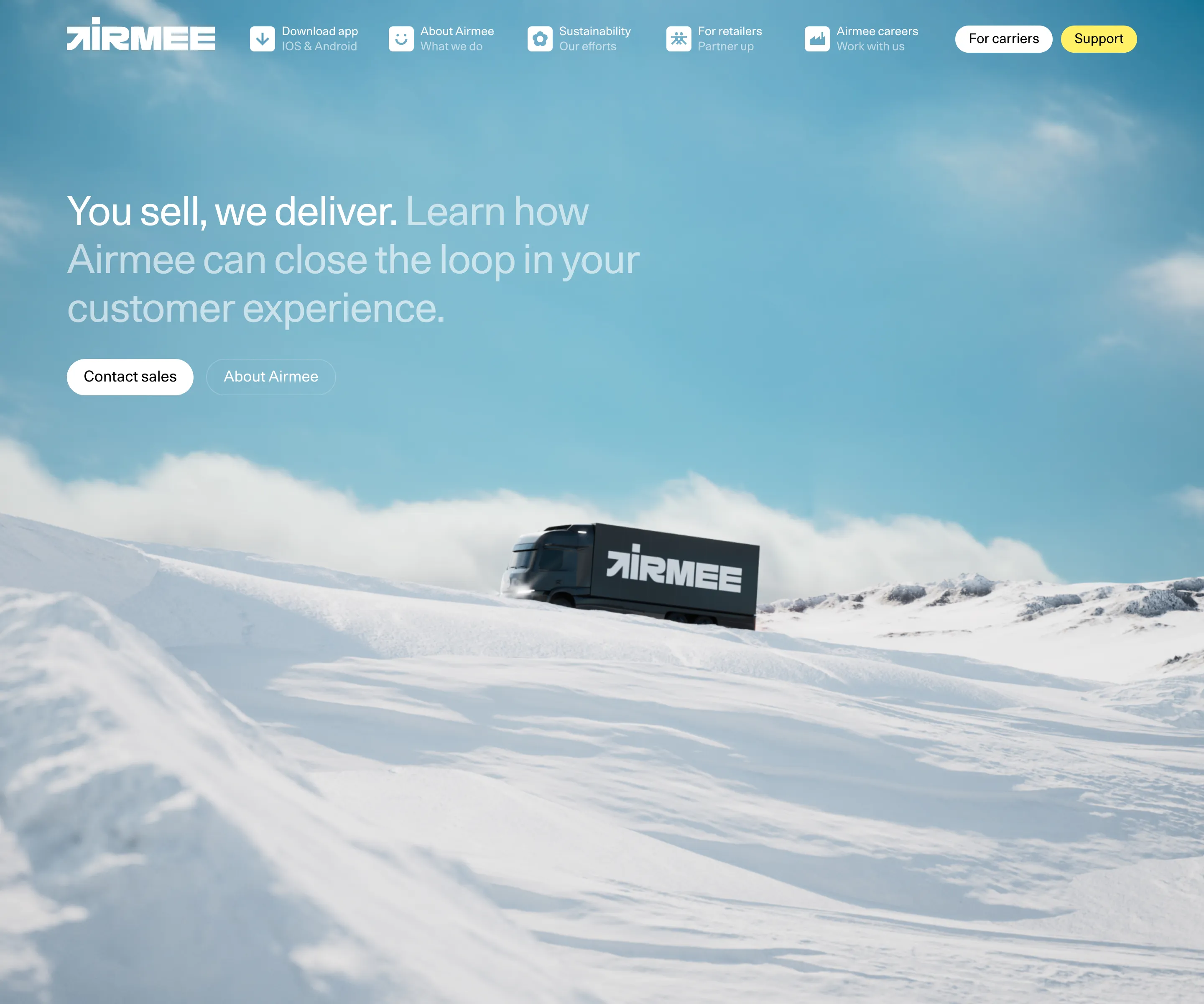 Airmee Retailers Hero Design