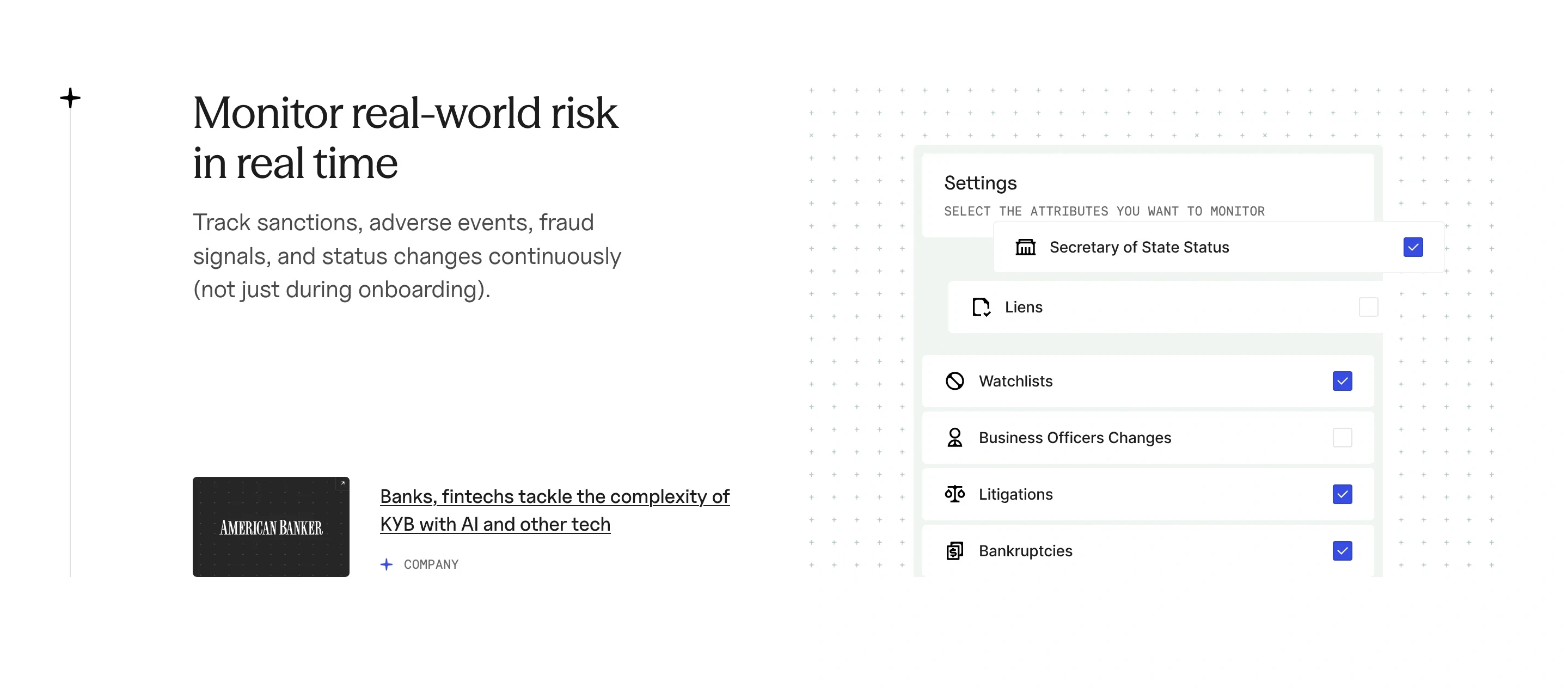 Baselayer Risk Monitoring Feature Design