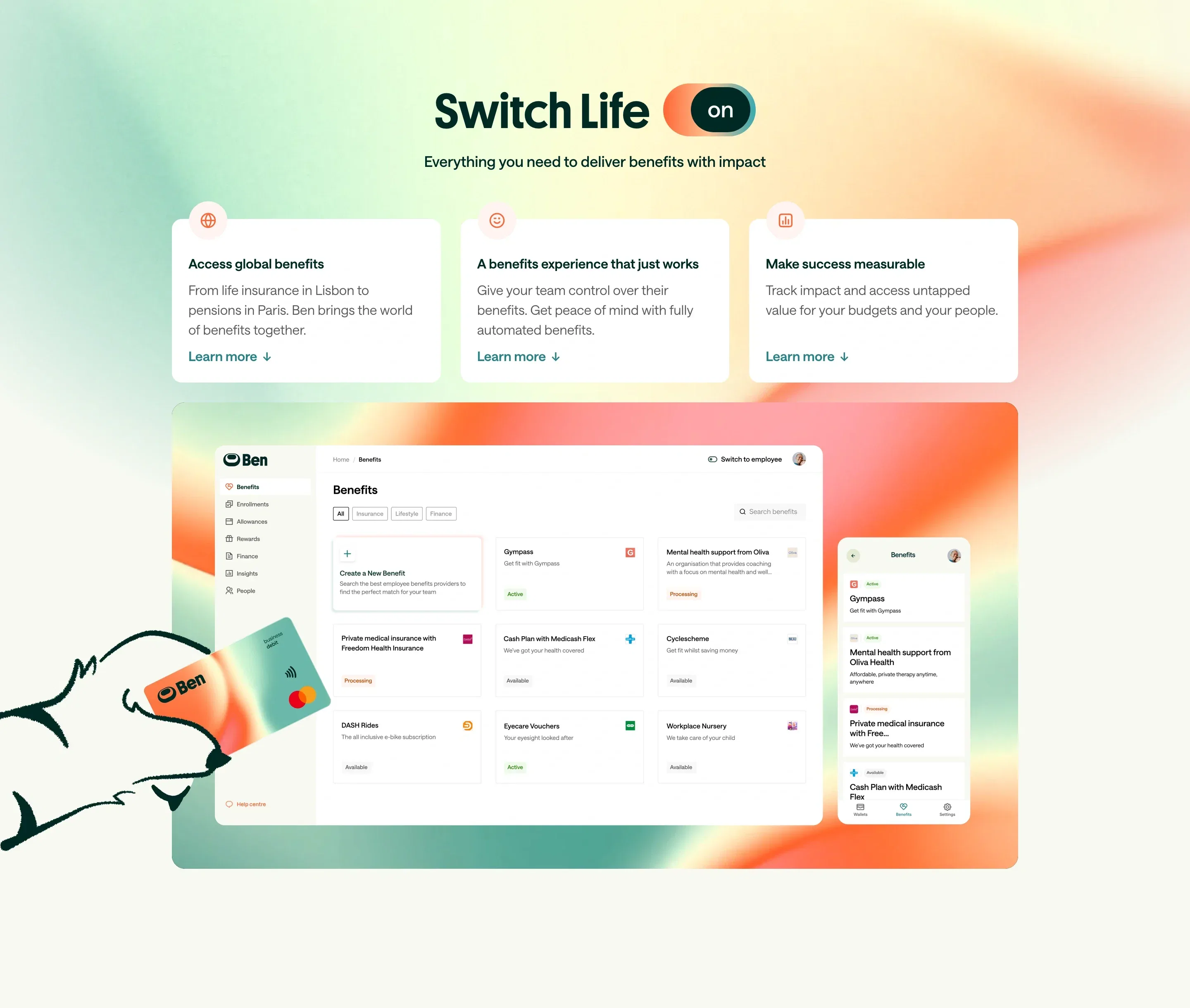 Ben Home Page Section Switch Life