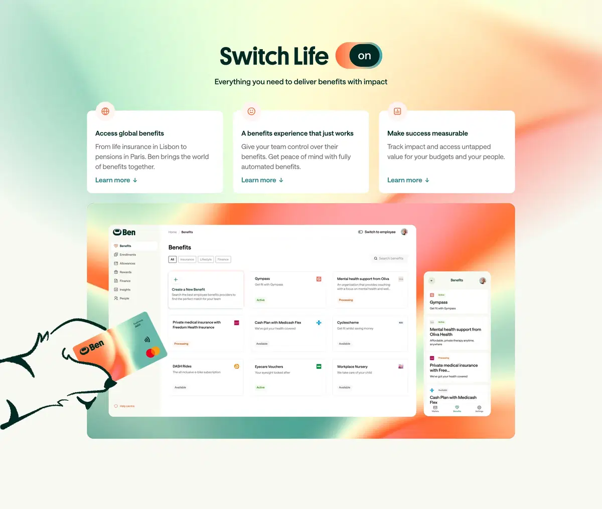 Ben Home Page Section Switch Life