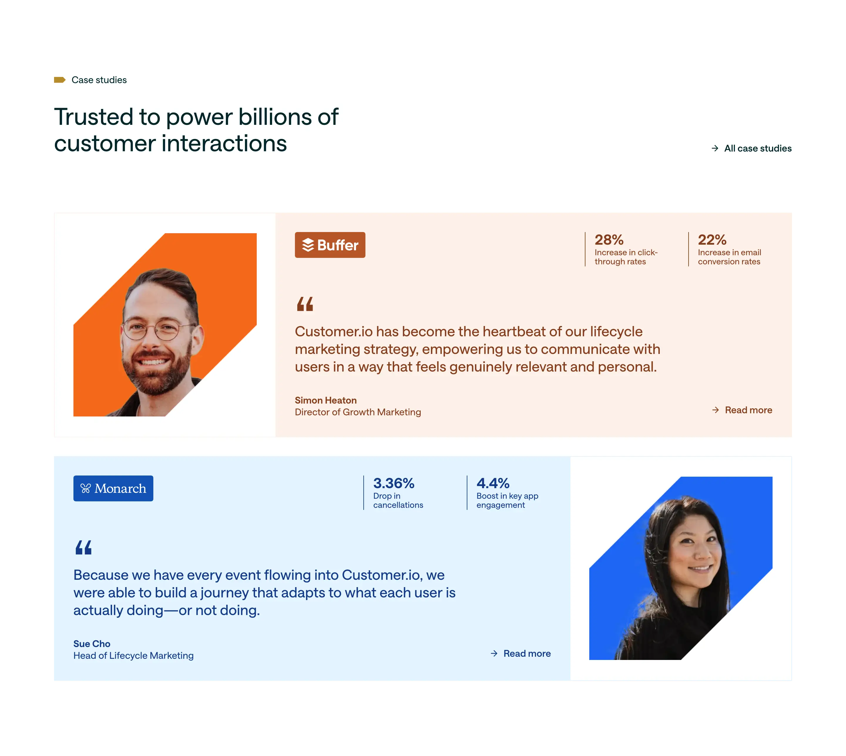 Customer.io Case Studies Testimonial Design