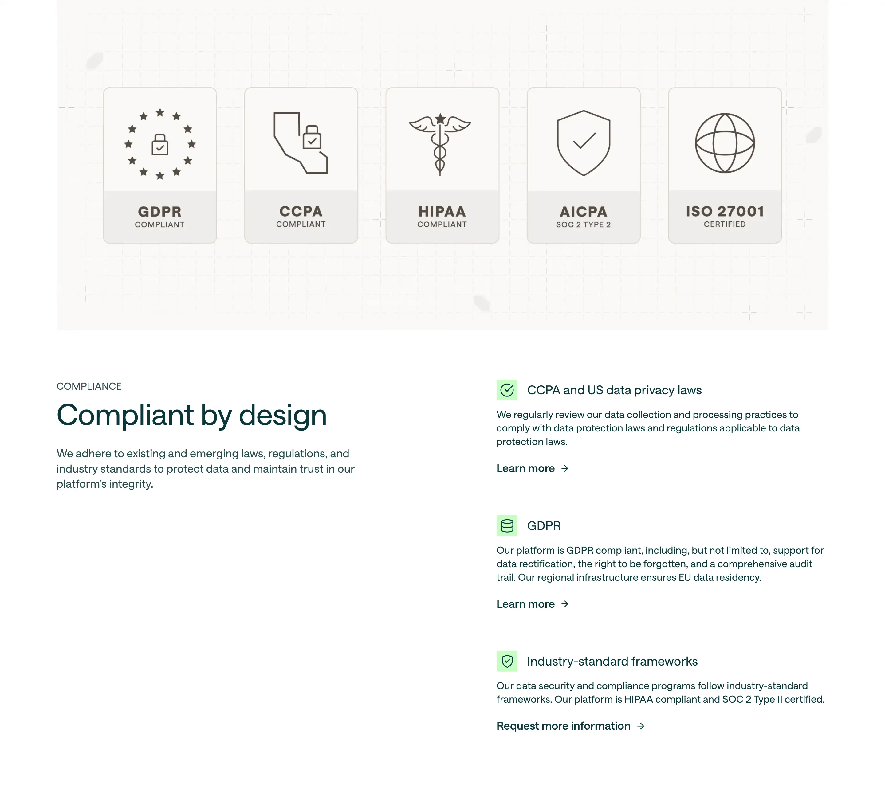 Customer.io Compliance Feature Grid Design