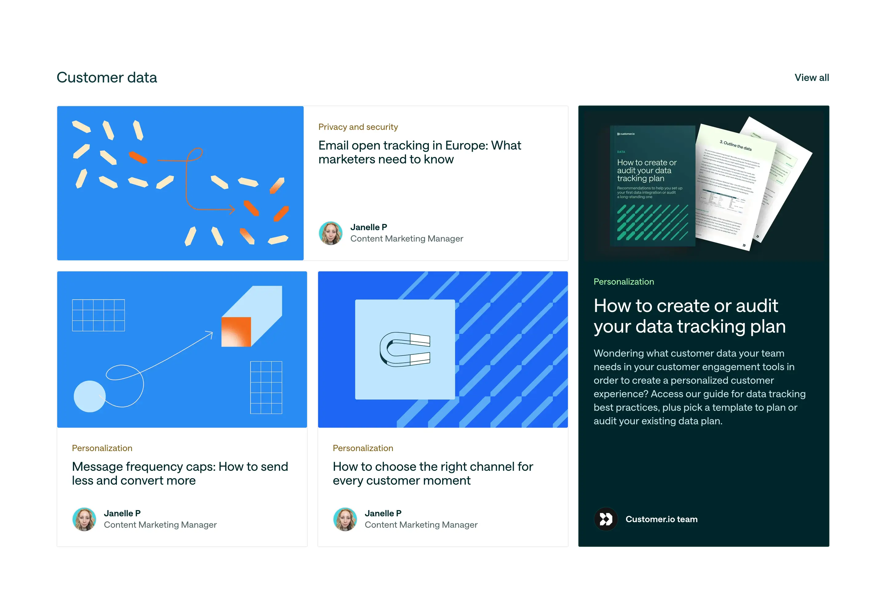 Customer.io Customer Data Article Grid Design