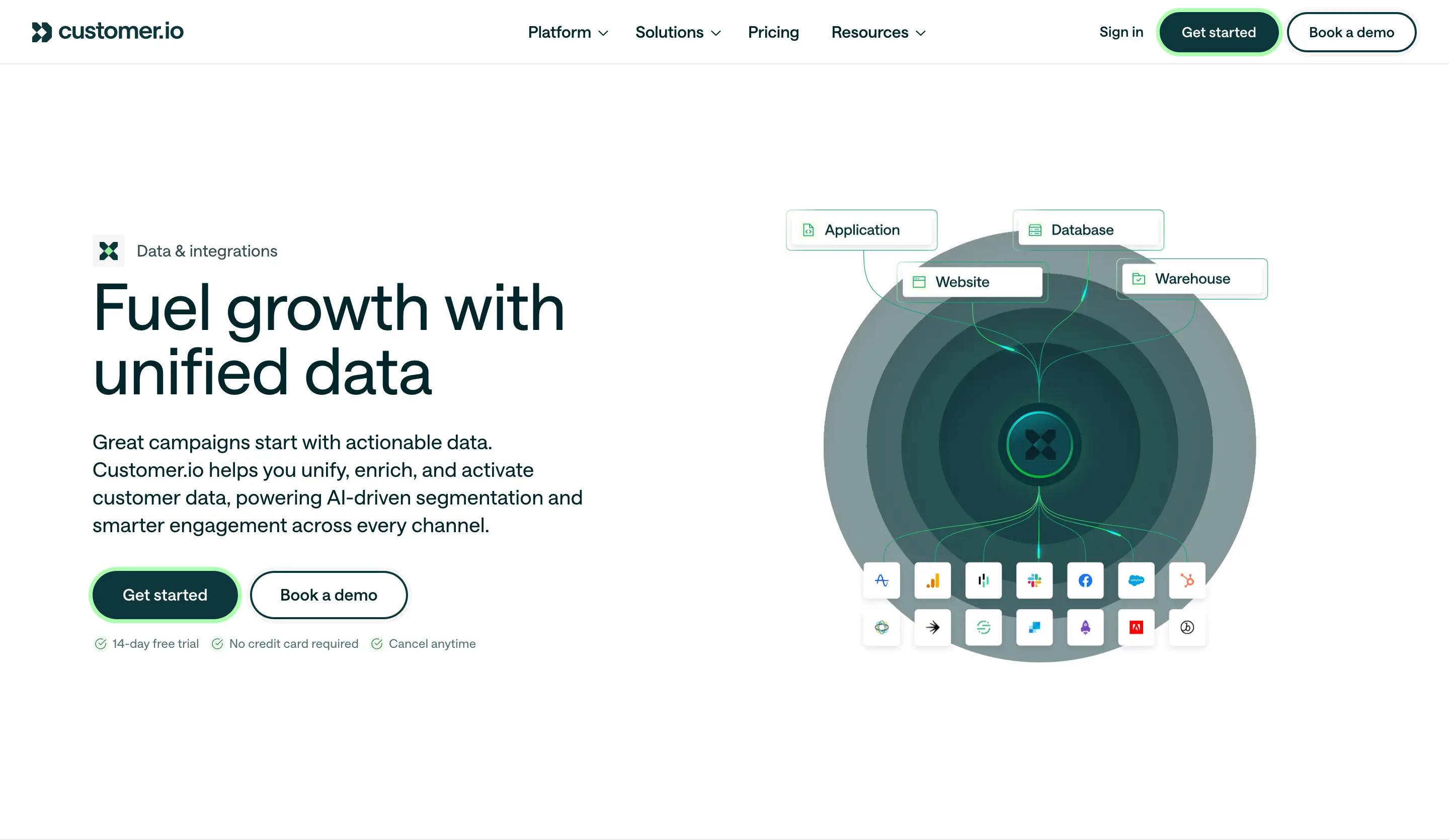 Customer.io Data Integrations Hero Design