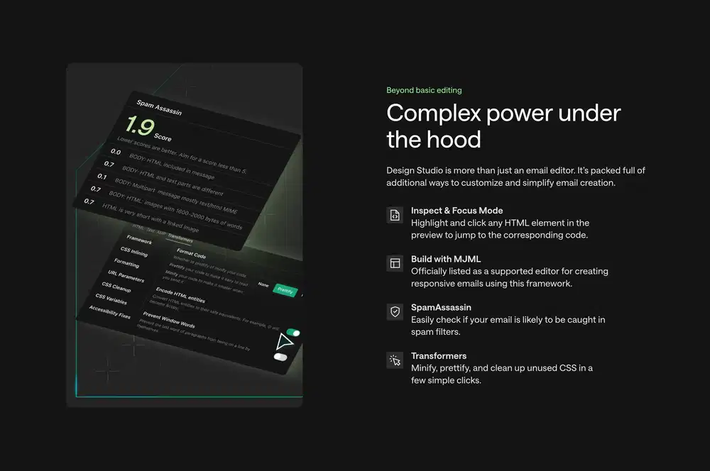 Customer.io Email Editing Feature List Design