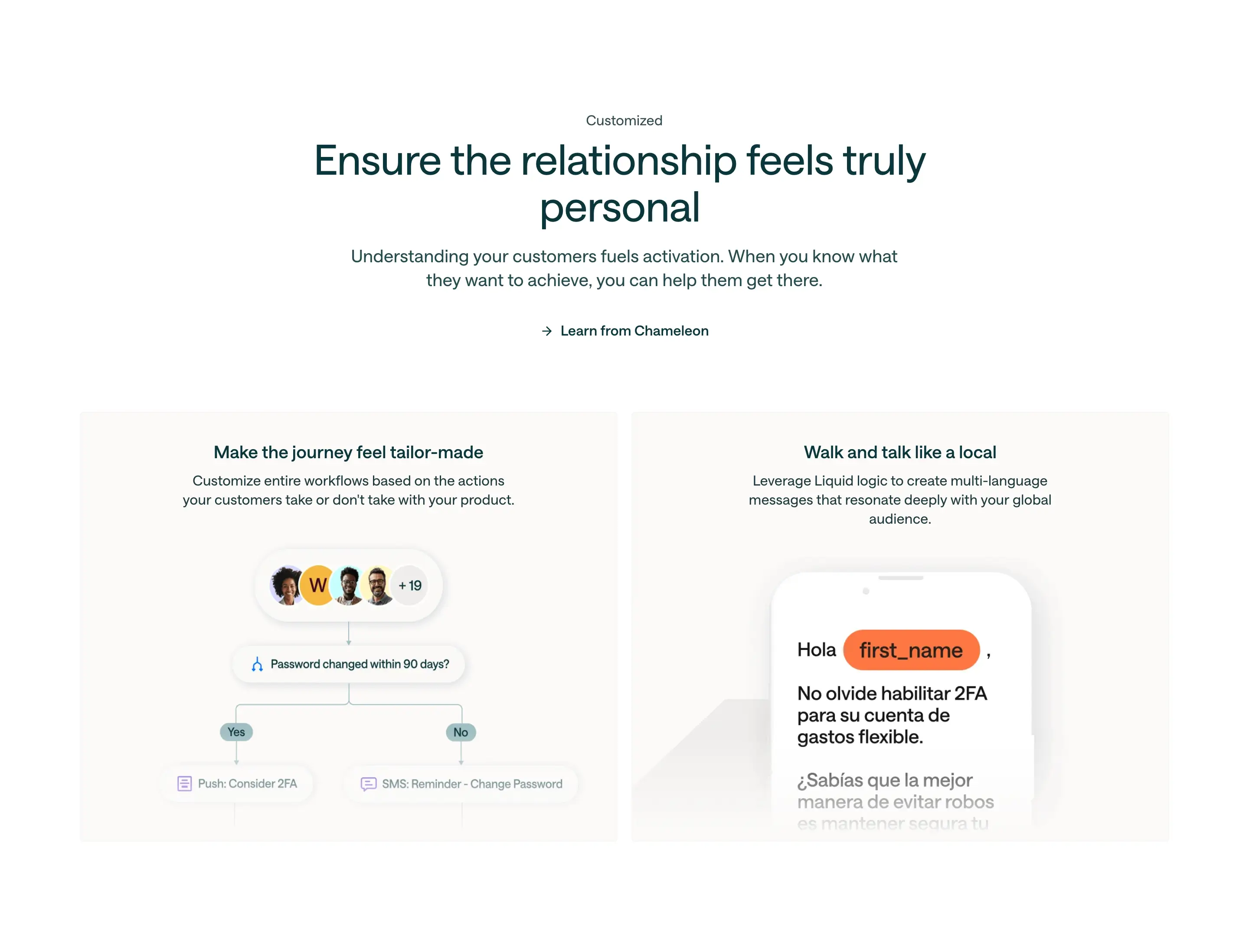 Customer.io Personalization Feature Grid Design
