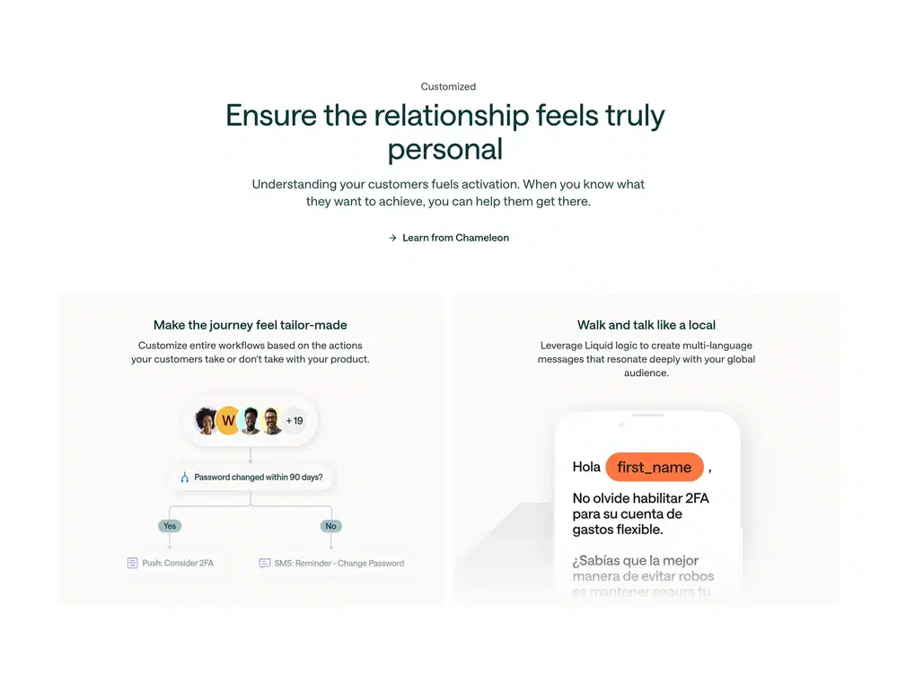 Customer.io Personalization Feature Grid Design