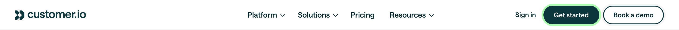 Customer.io Platform Links Navbar Design