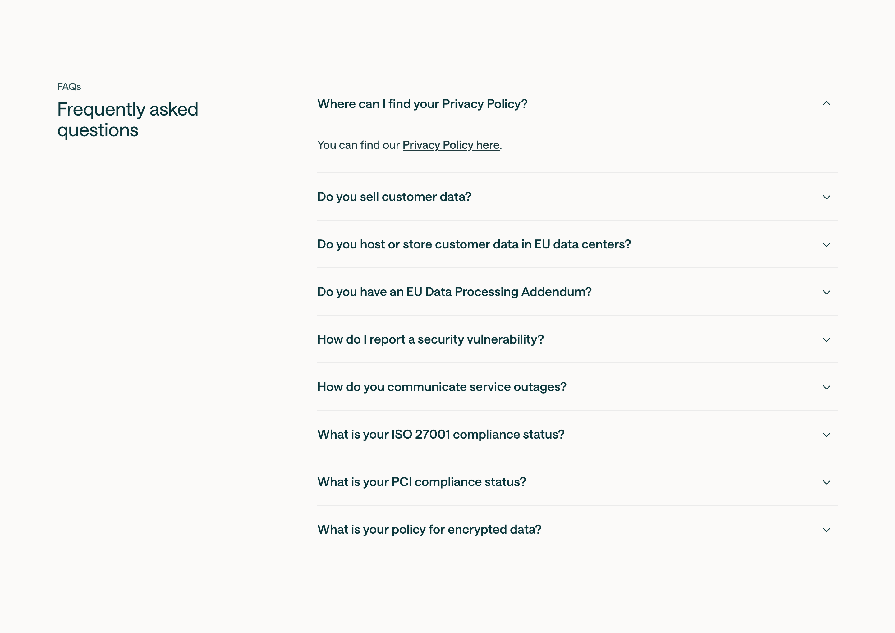 Customer.io Privacy Accordion Design