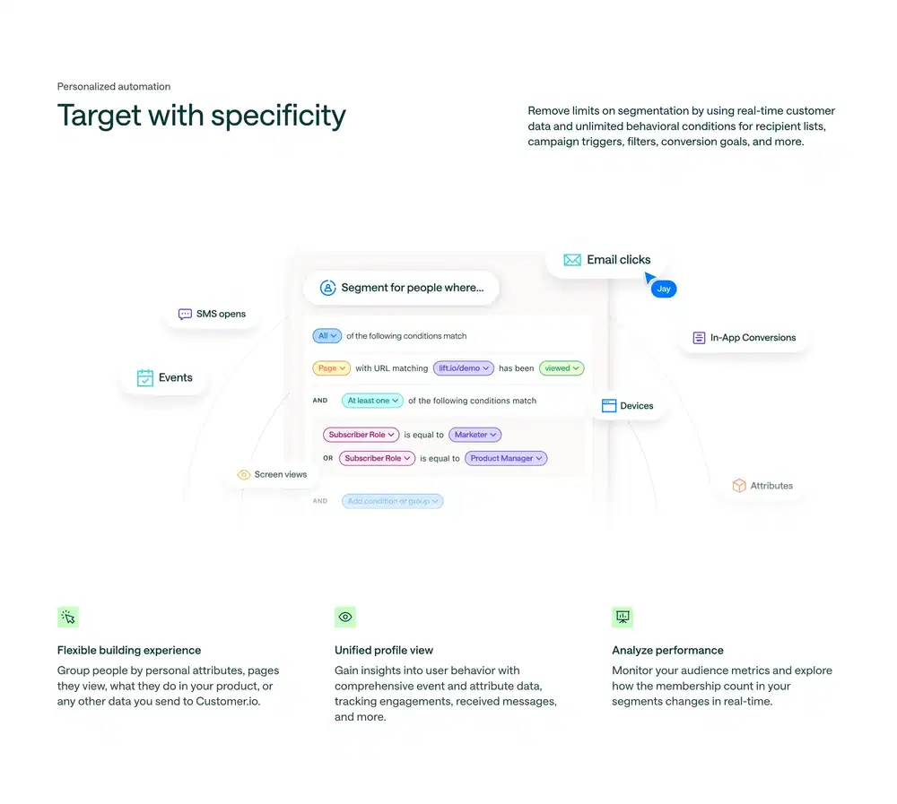 Customer.io Segmentation Feature Grid Design