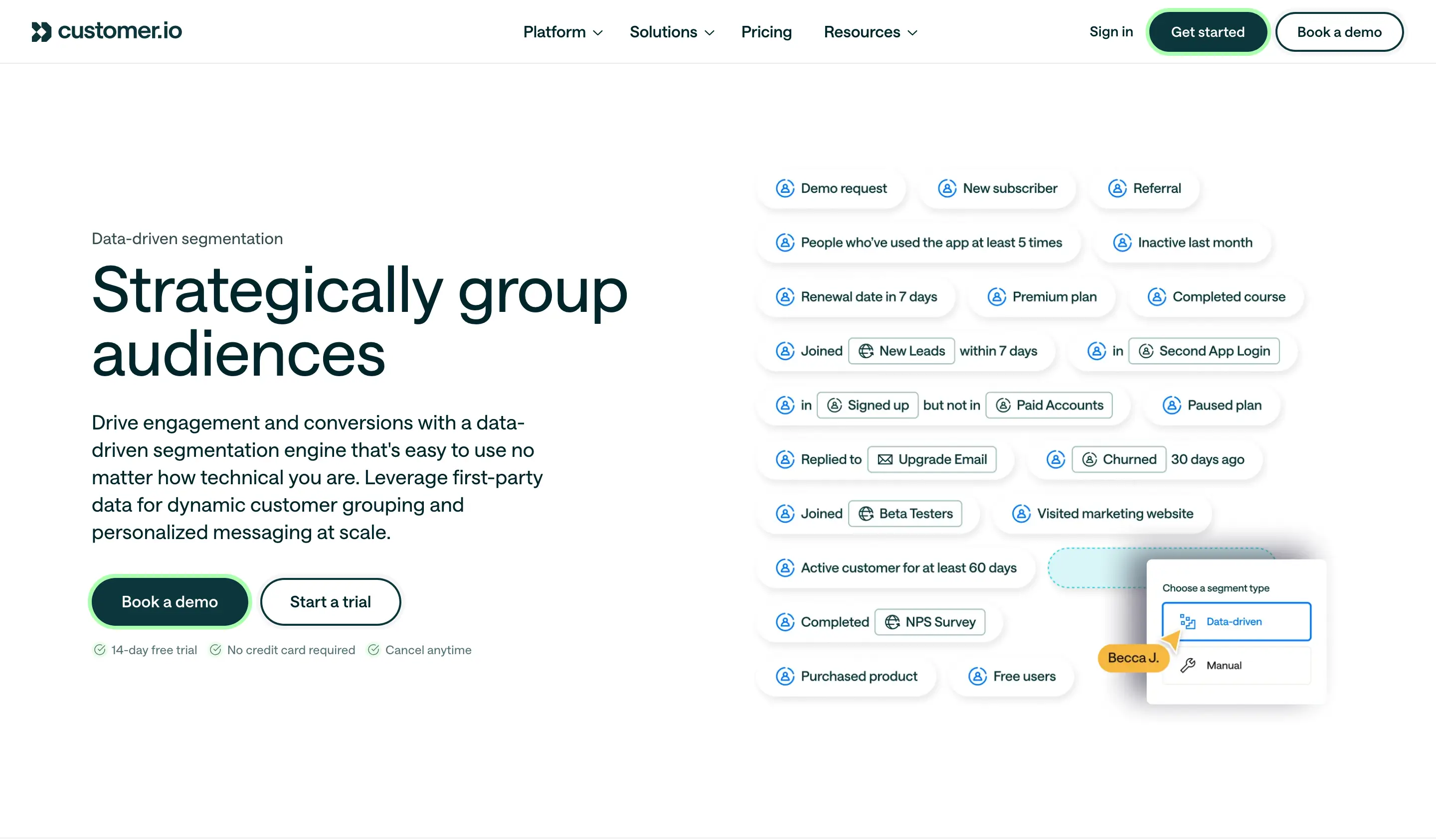 Customer.io Segmentation Hero Design