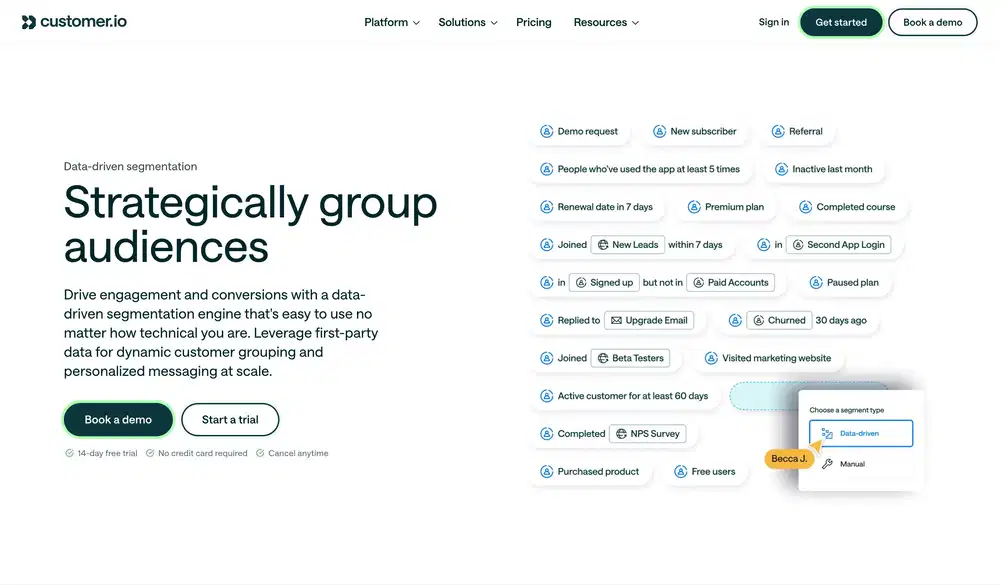 Customer.io Segmentation Hero Design