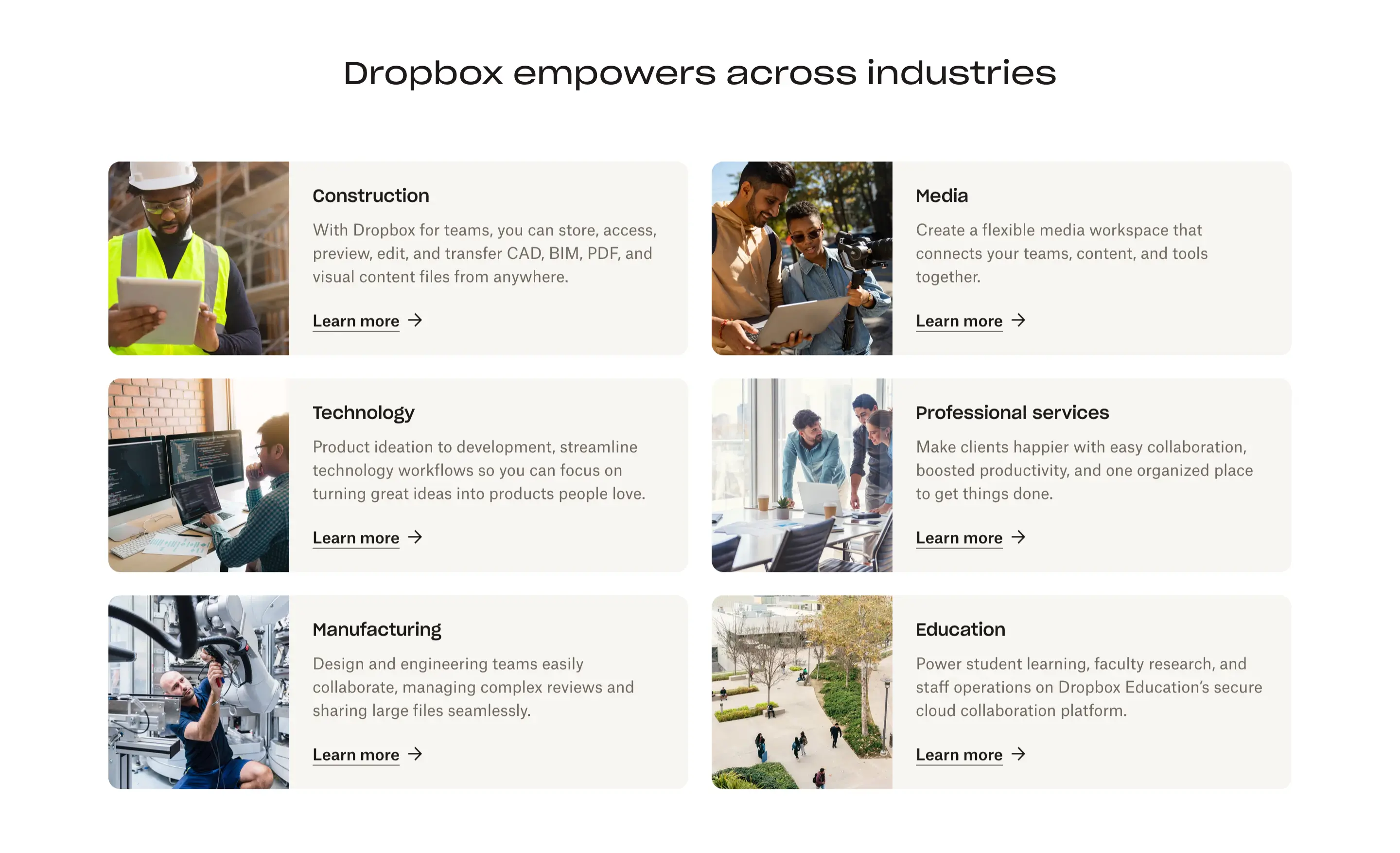 Dropbox Industries Content Cards Design