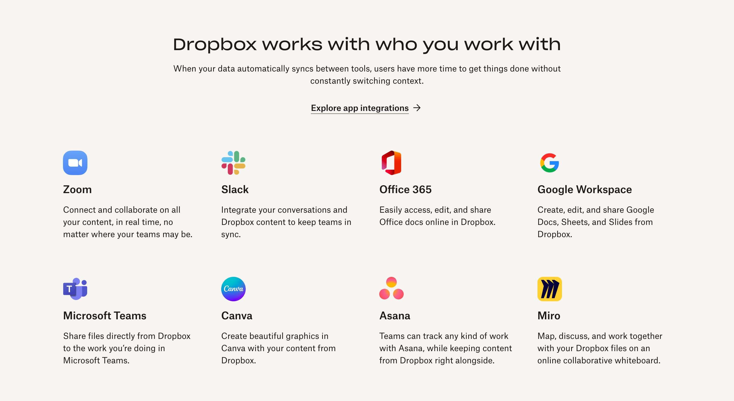 Dropbox Integrations Logo Grid Design