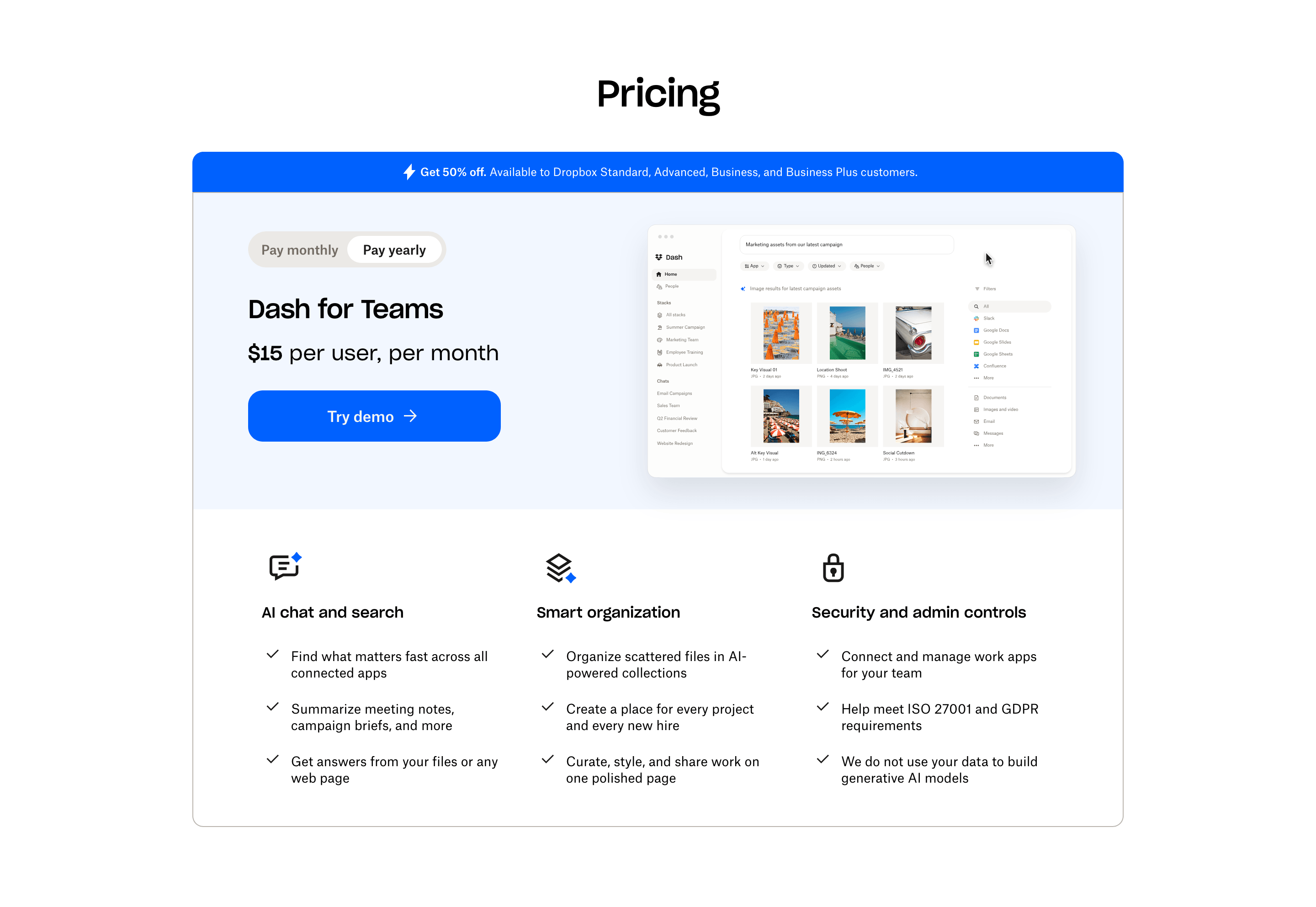 Dropbox Pricing Plan Comparison Design