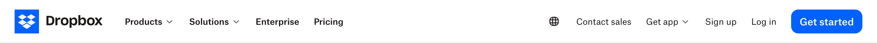 Dropbox Primary Links Navbar Design