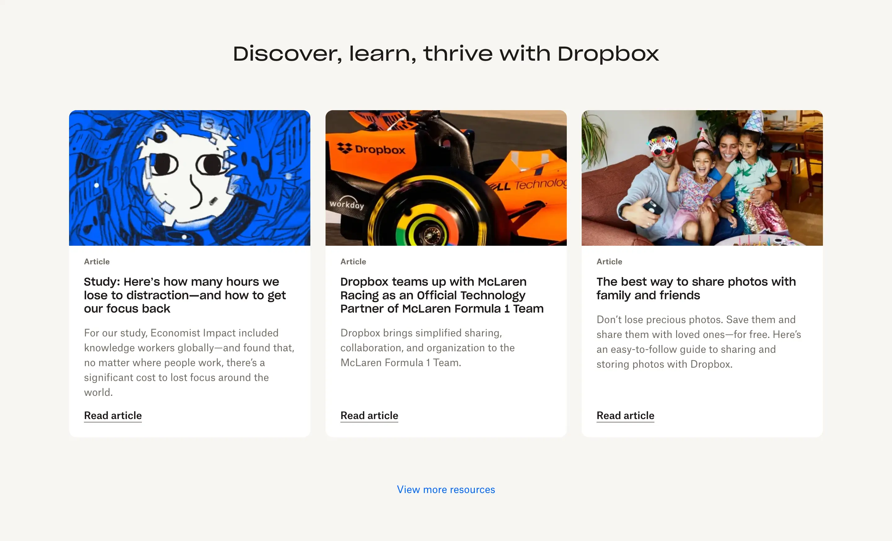 Dropbox Resources Cards Design