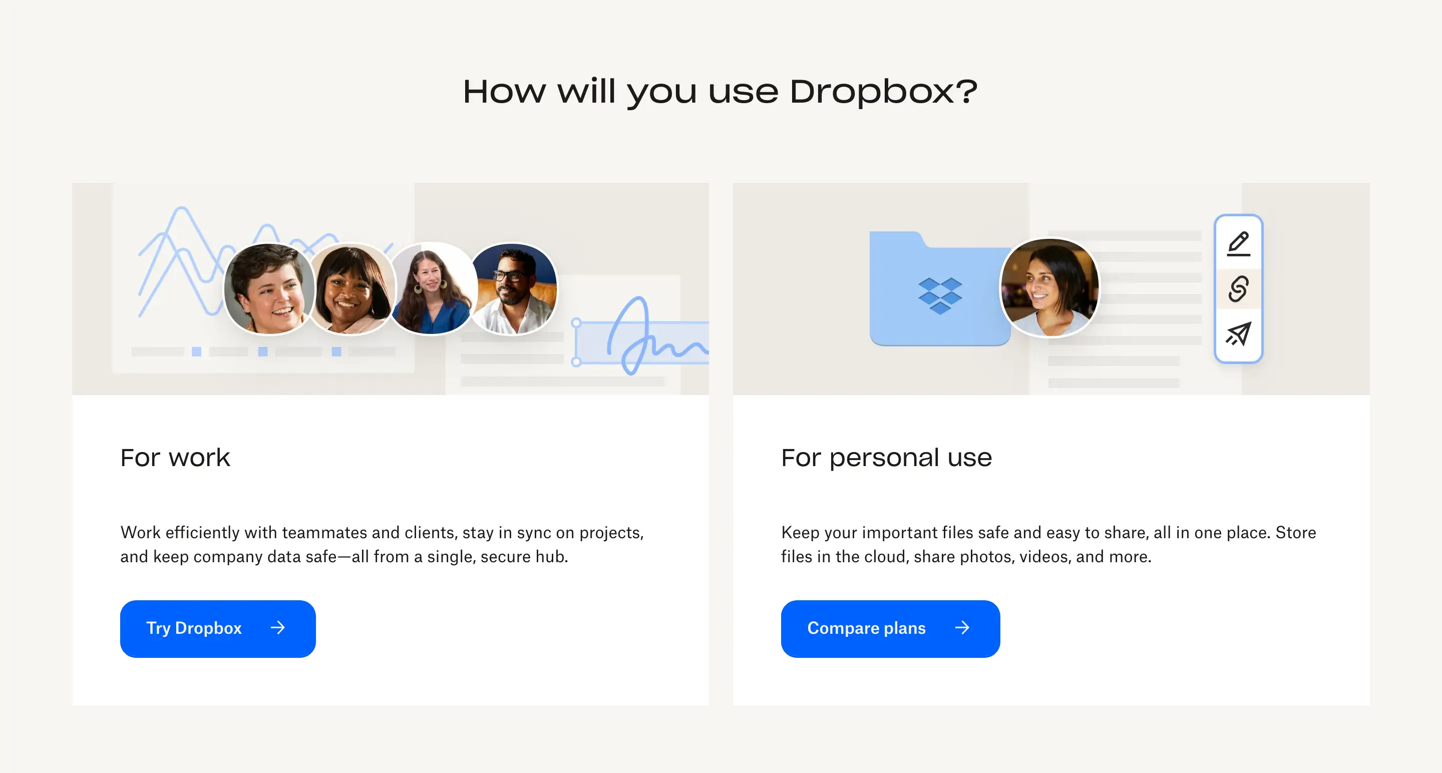 Dropbox Use Cases Feature Grid Design