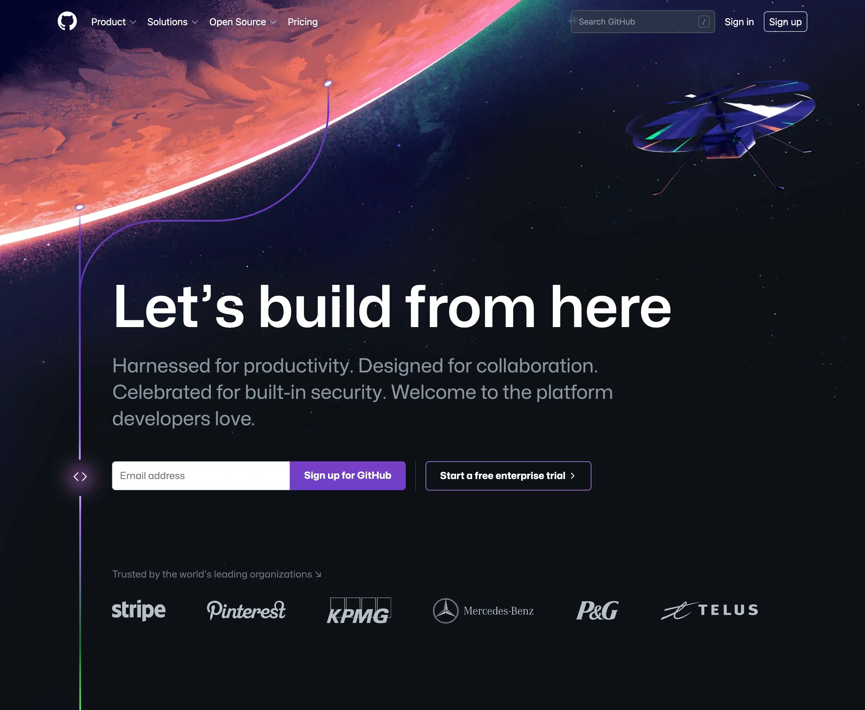 GitHub Home Page Section Hero