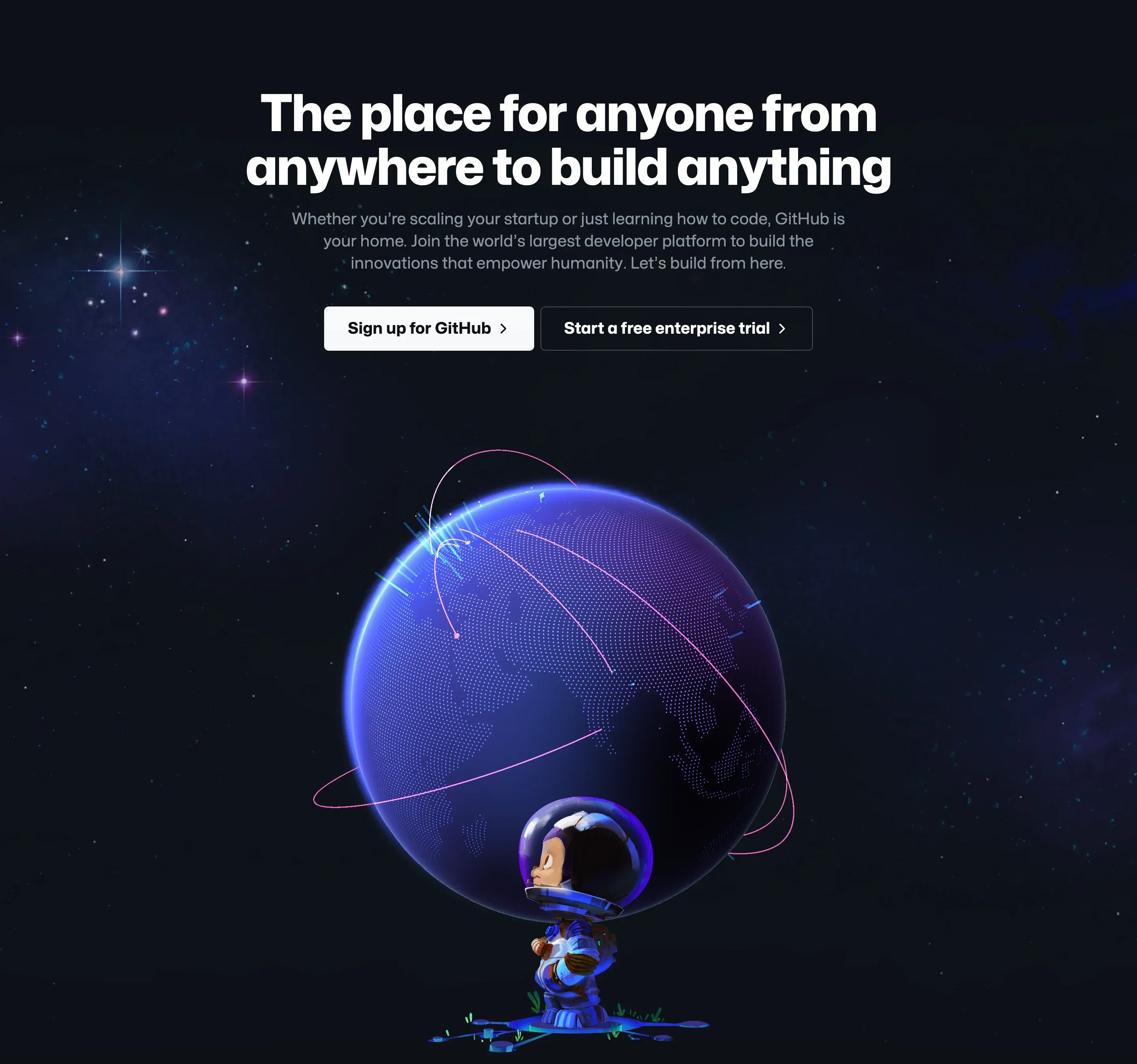 GitHub Home Page Section CTA