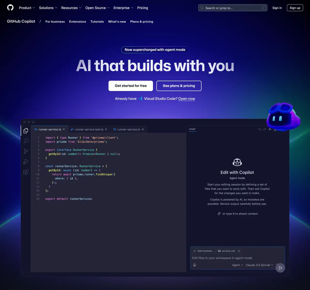 Github Copilot Hero Section