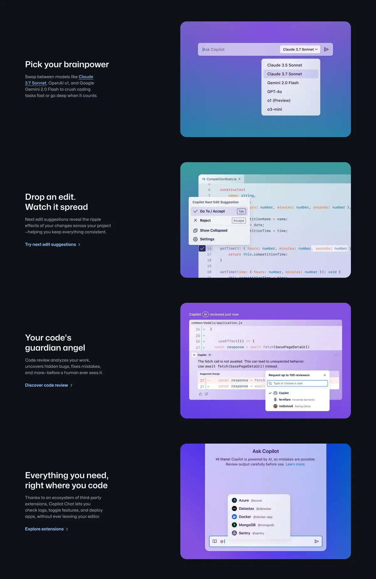 Github Copilot More Features Section