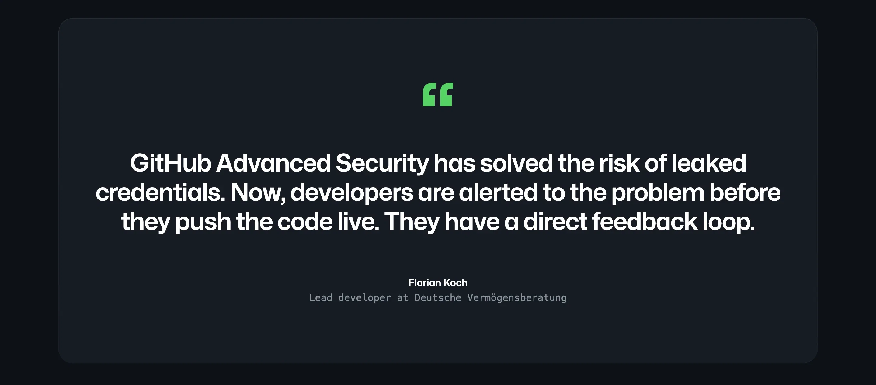 Github Security Testimonial Feature Section