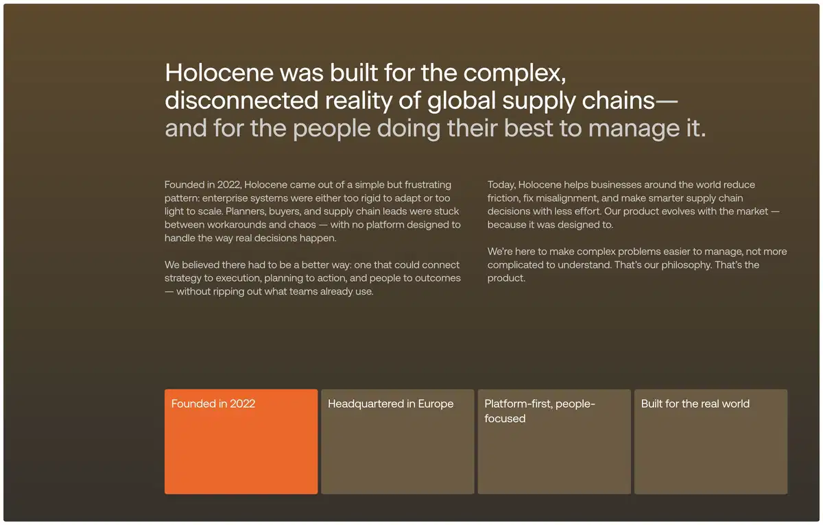 Holocene About Section Design