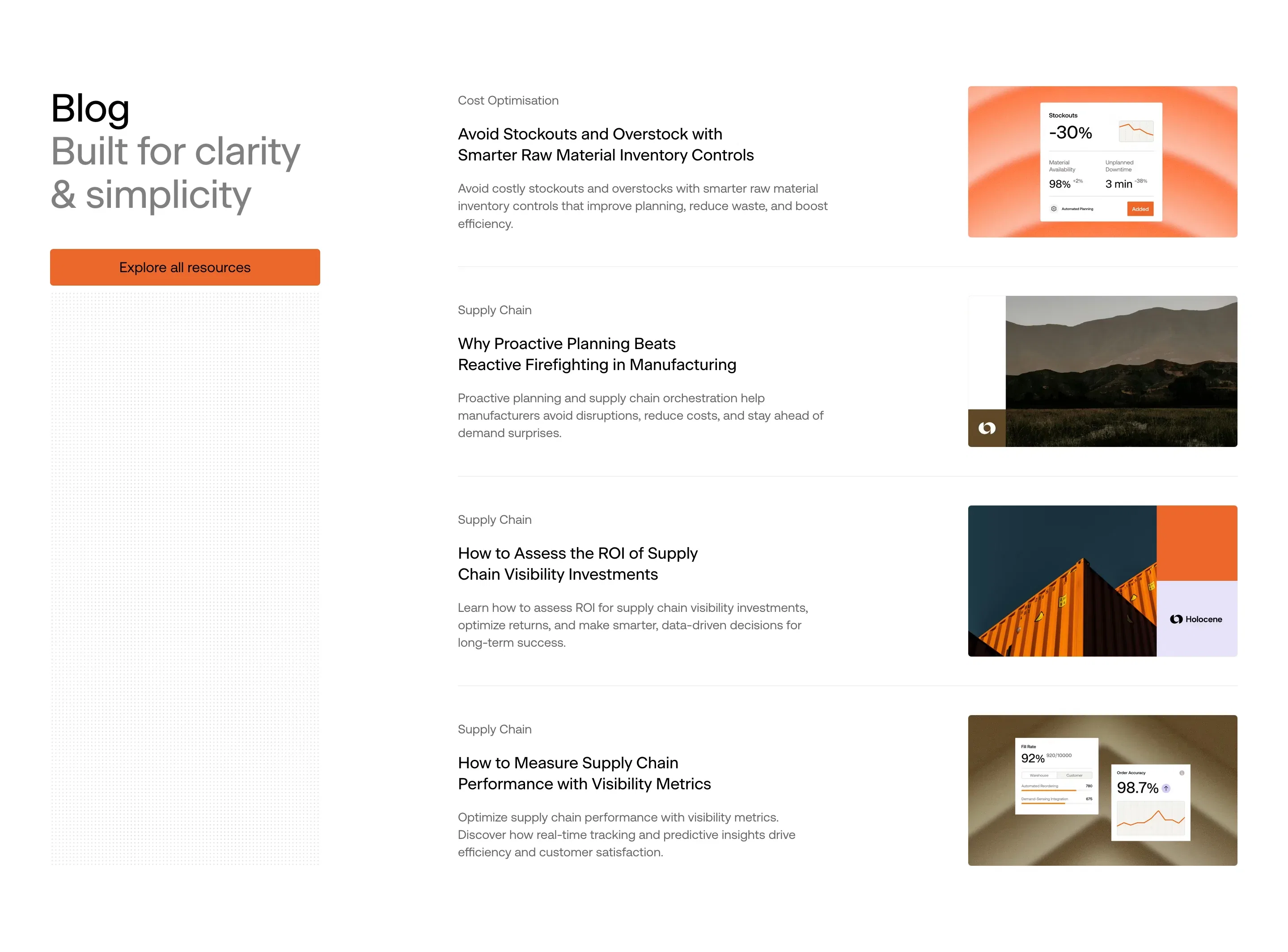 Holocene Blog Section Design