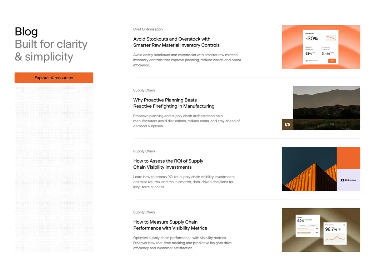 Holocene Blog Section Design