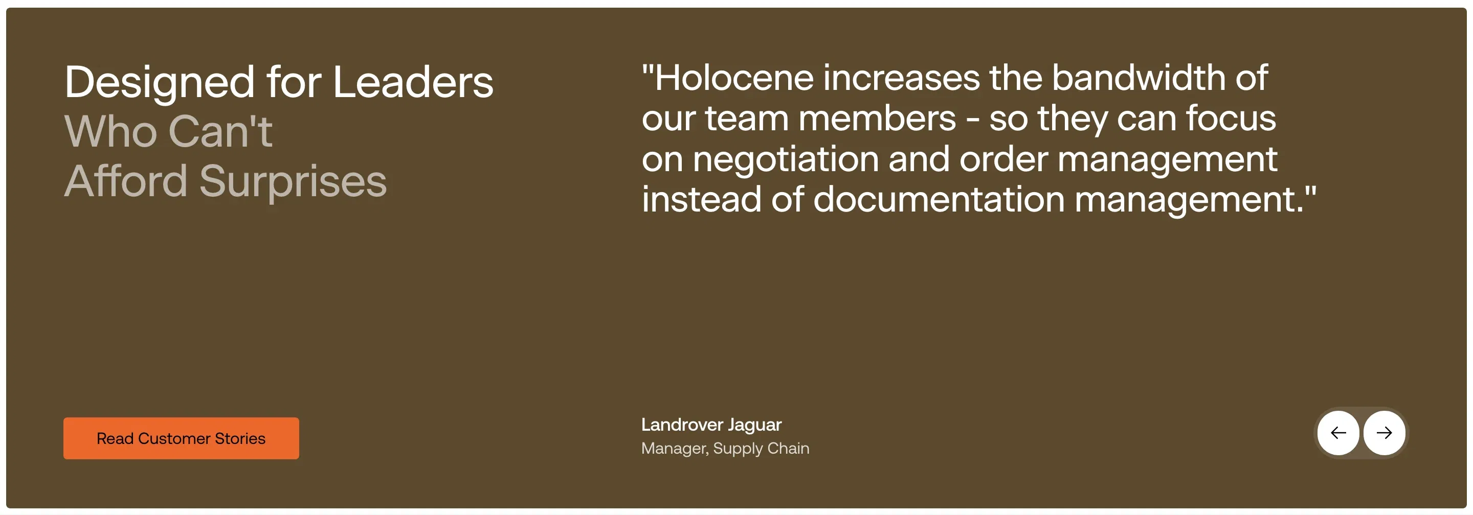 Holocene Testimonial Design