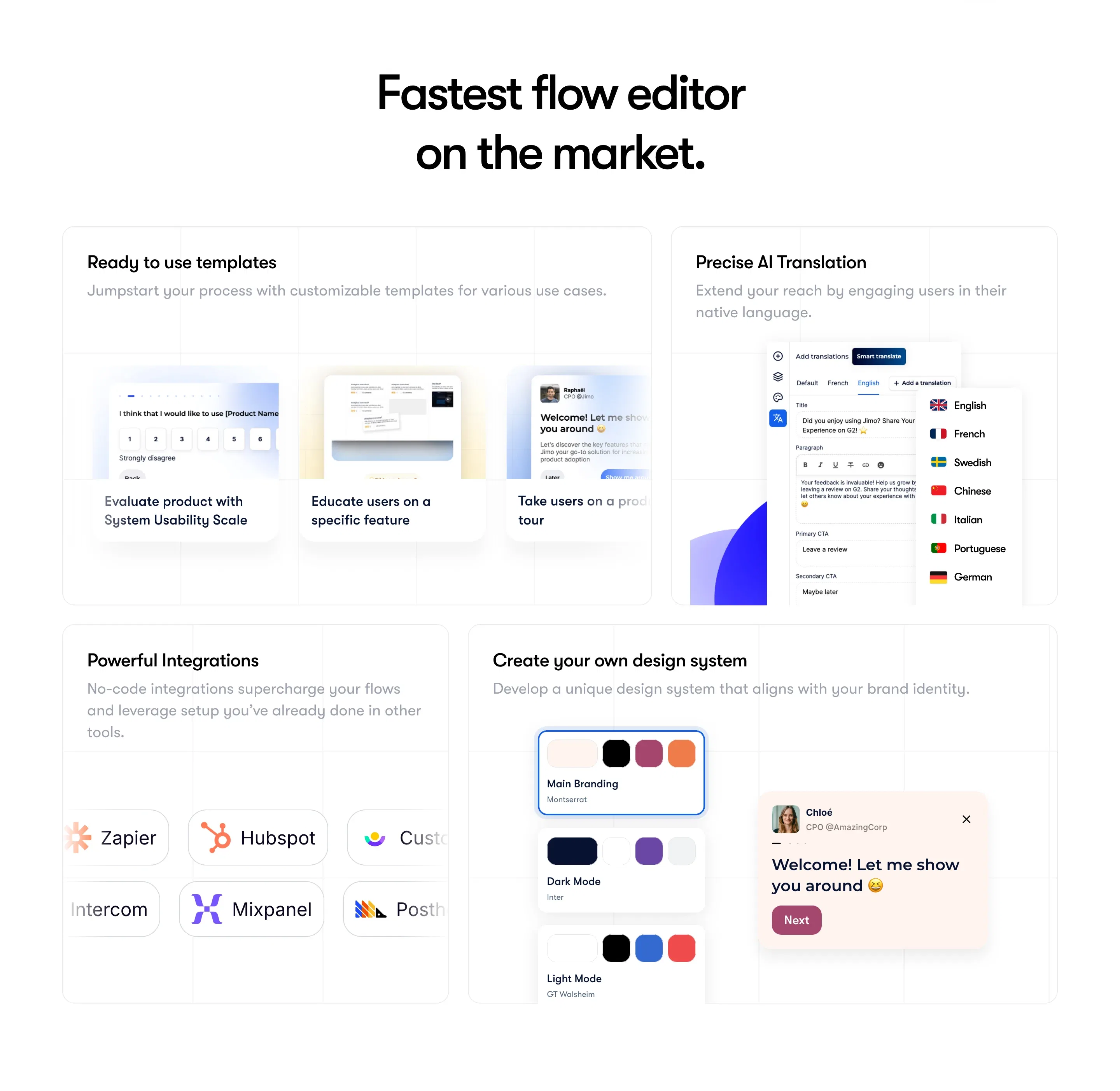 Jimo Home Page Flow Editor Bento Section
