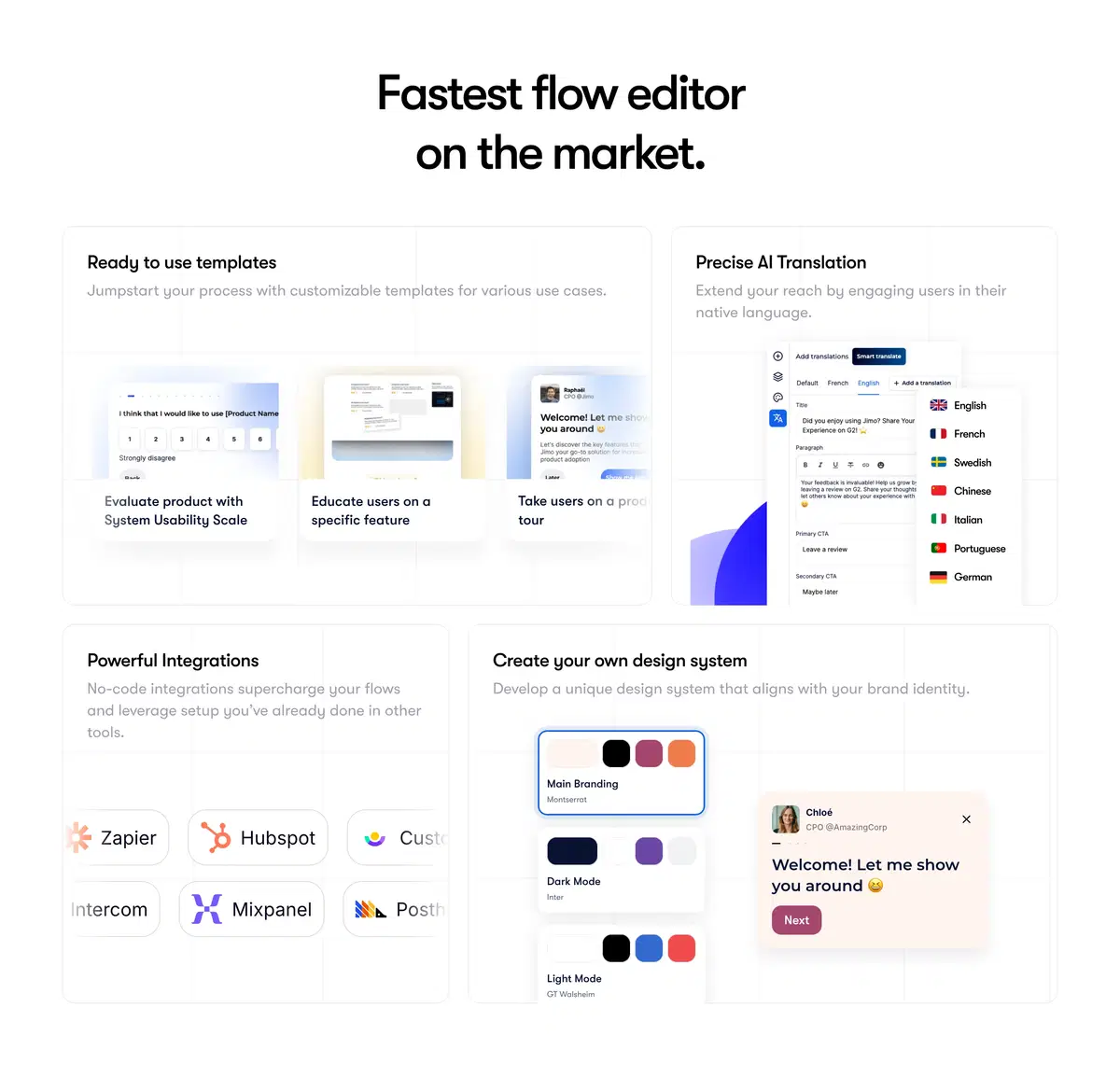 Jimo Home Page Flow Editor Bento Section