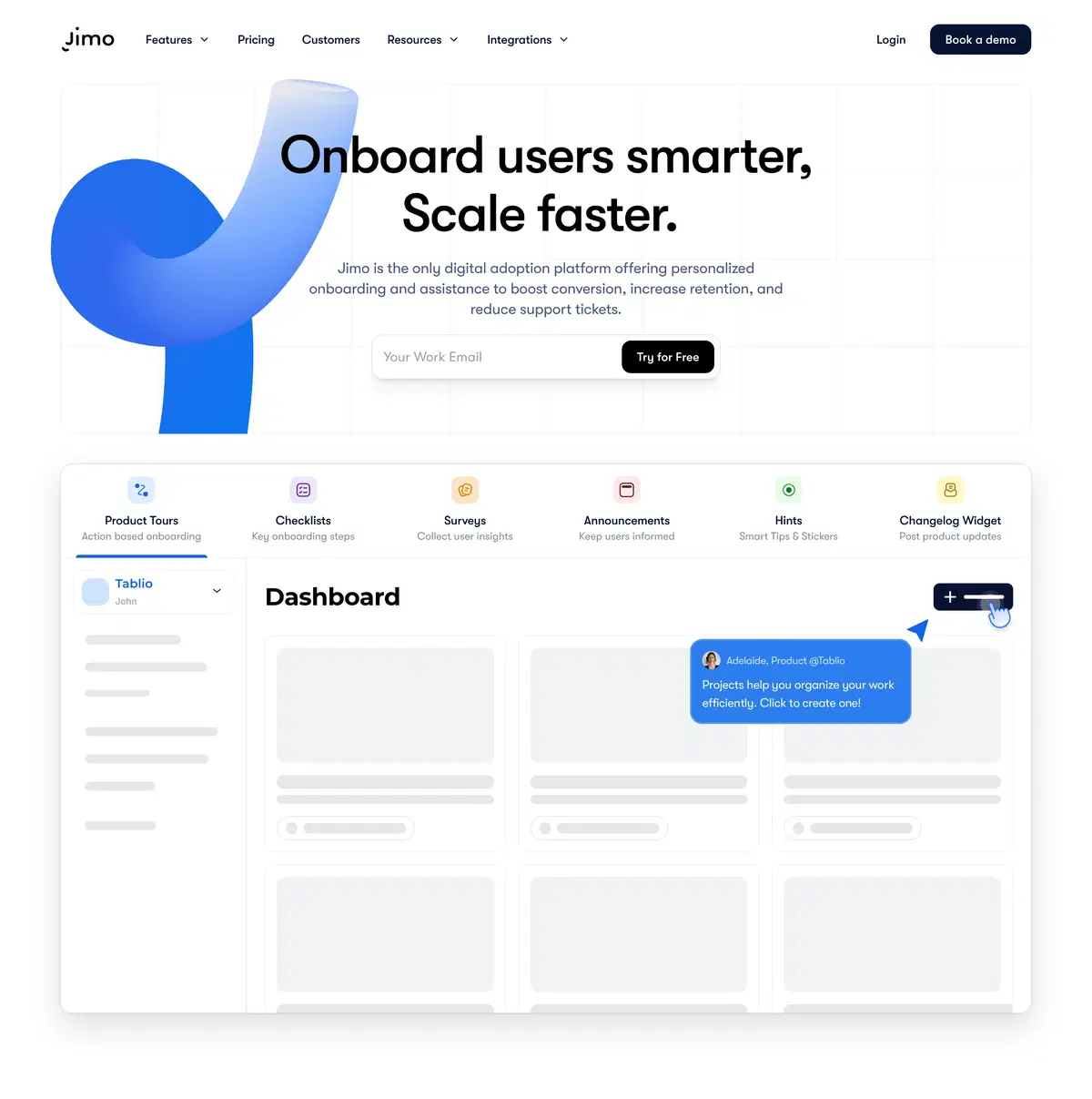 Jimo Home Page Hero Section