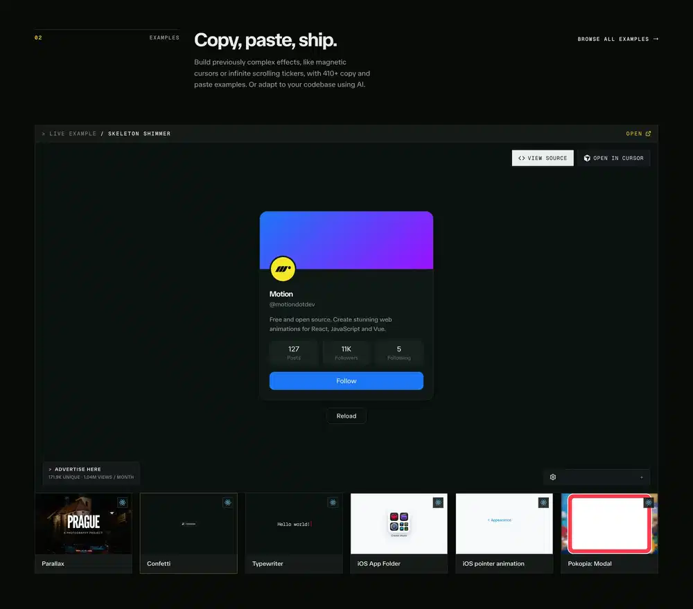 Motion Examples Showcase Design