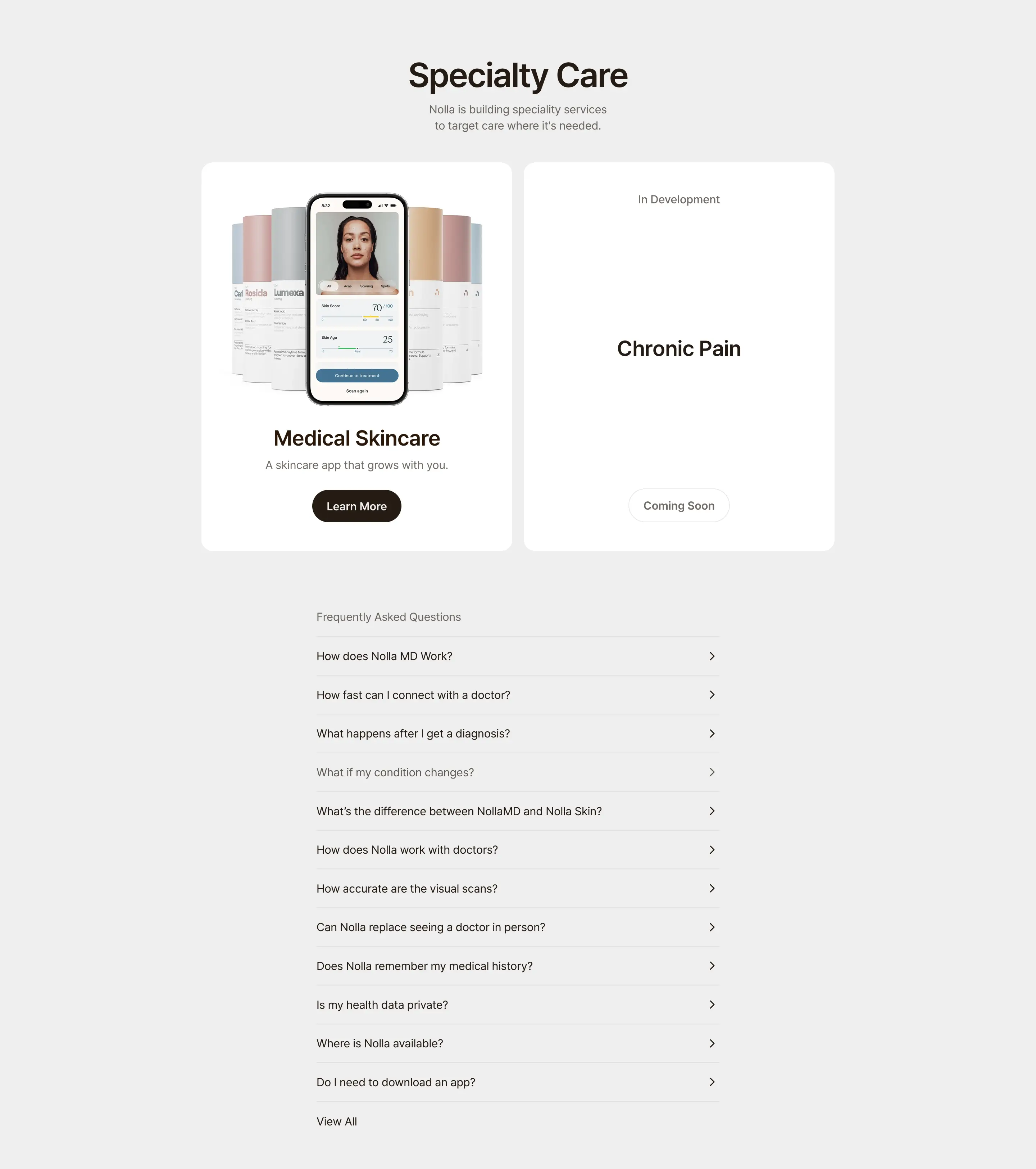 Nolla Specialty Care Feature Grid Design