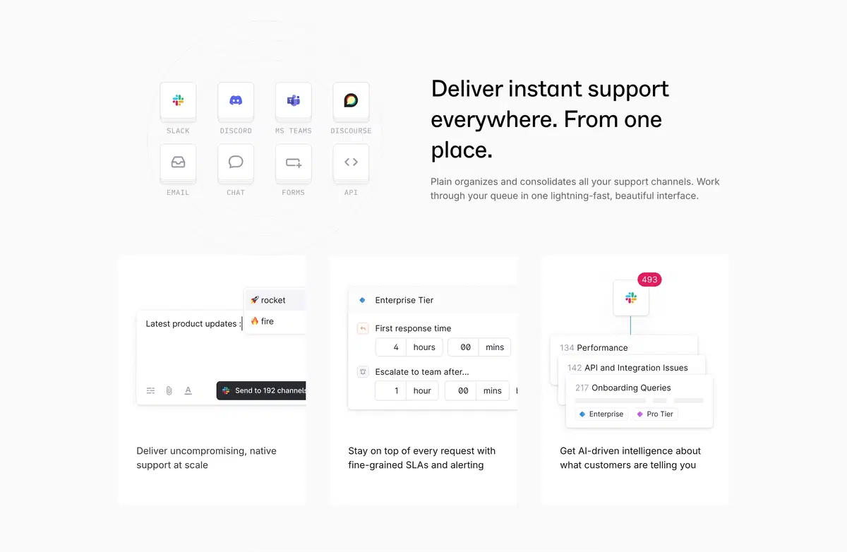 Plain Home Page Section Instant Support