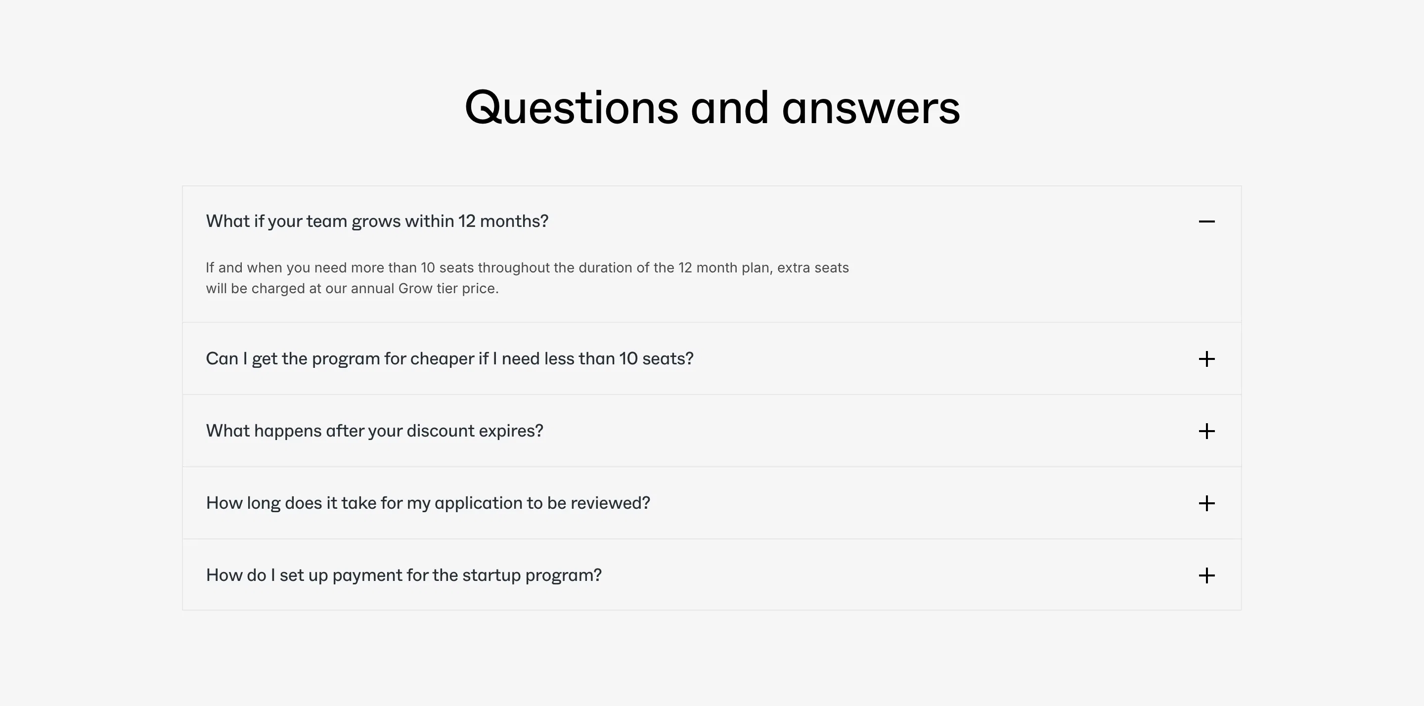 Plain Startups Page Section FAQs