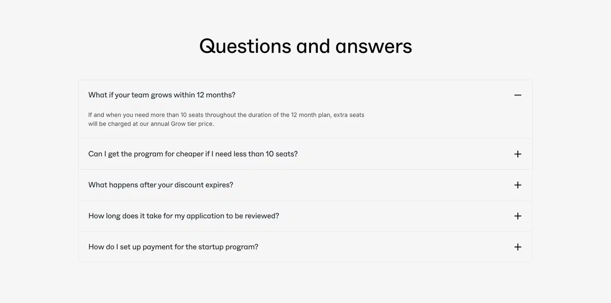 Plain Startups Page Section FAQs