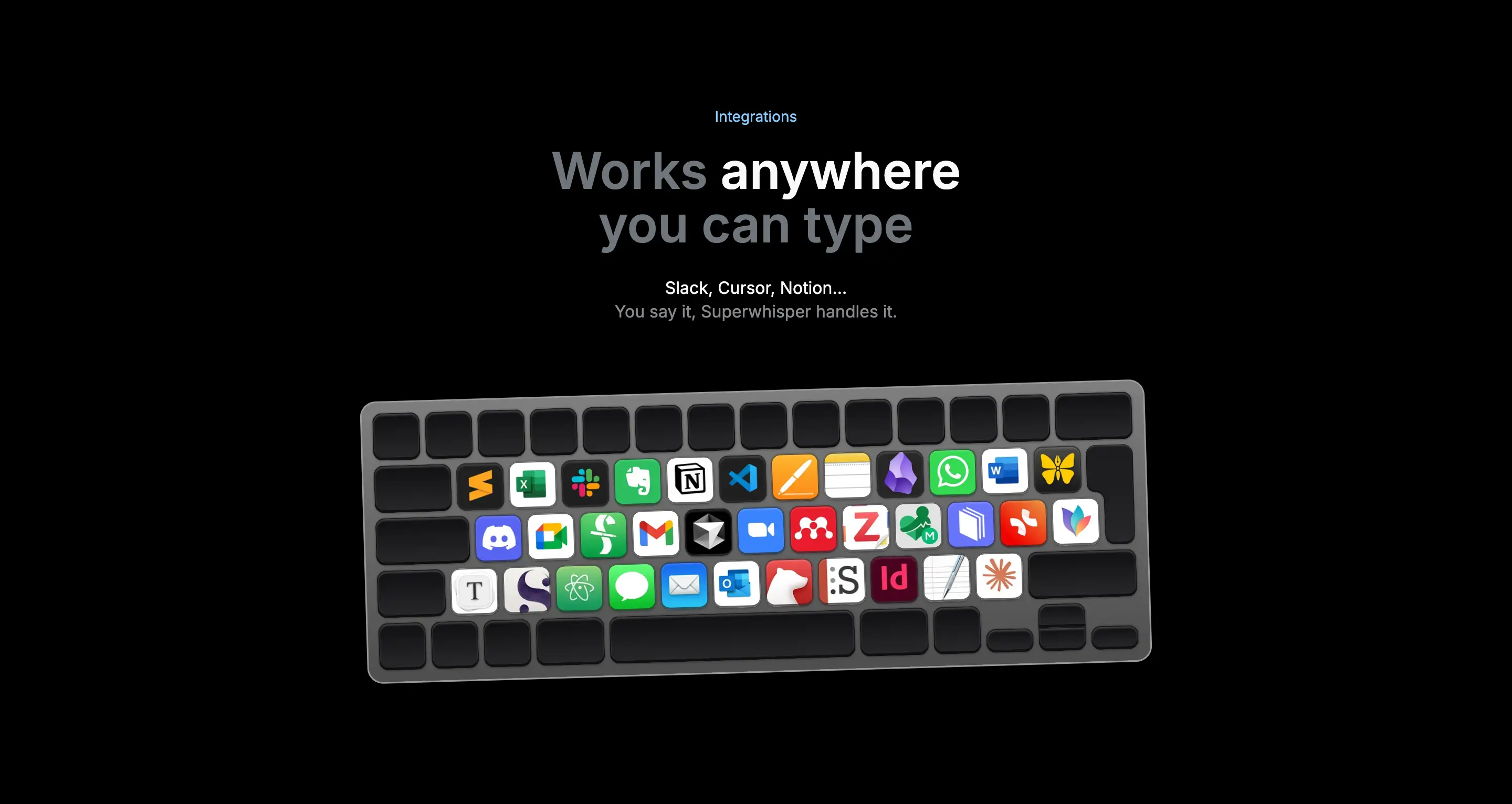 Superwhisper Integrations Feature Grid Design
