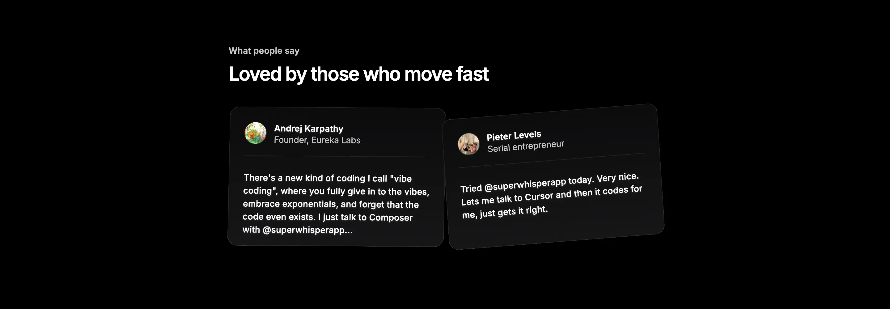 Superwhisper Testimonials Quotes Design