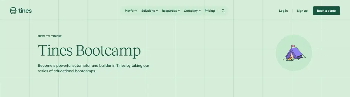 Tines Bootcamps Page Hero Section
