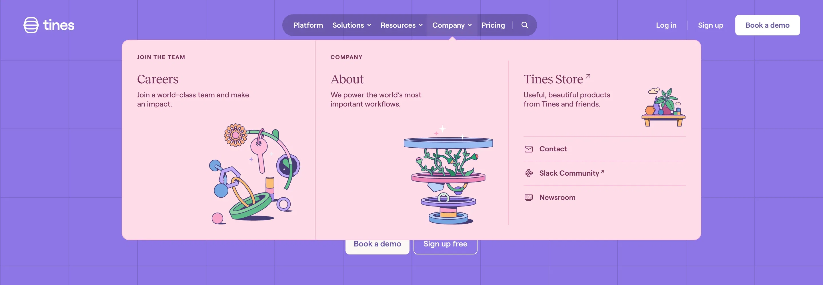 Tines Company Menu Dropdown