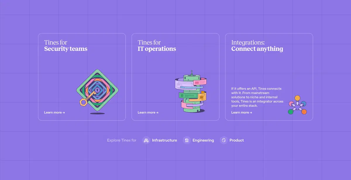Tines Home Page Use Case Section