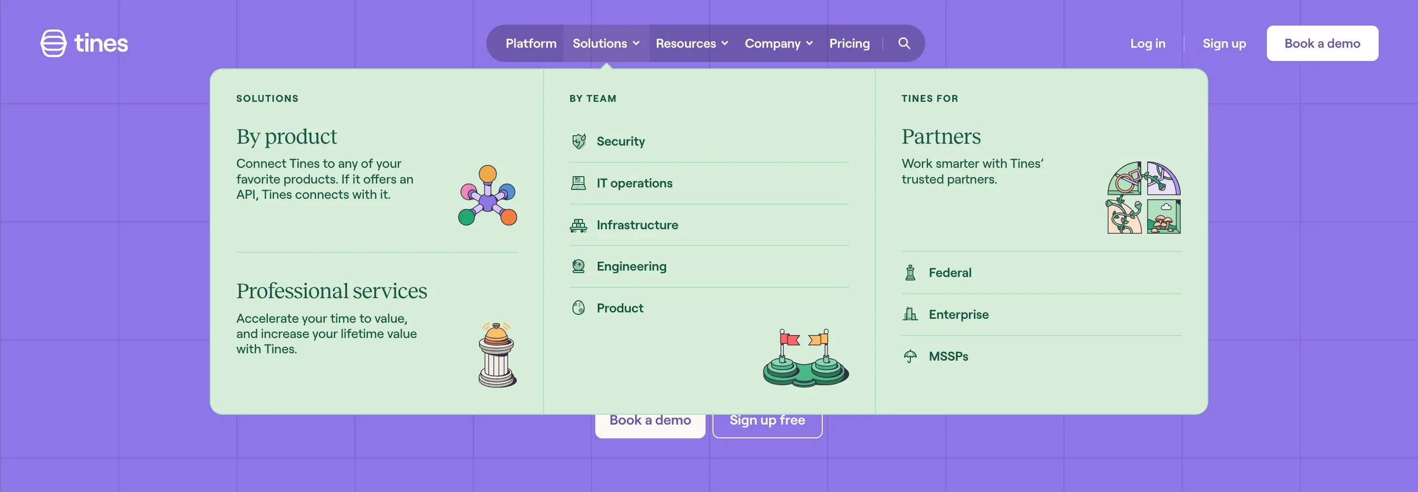 Tines Solutions Menu Dropdown