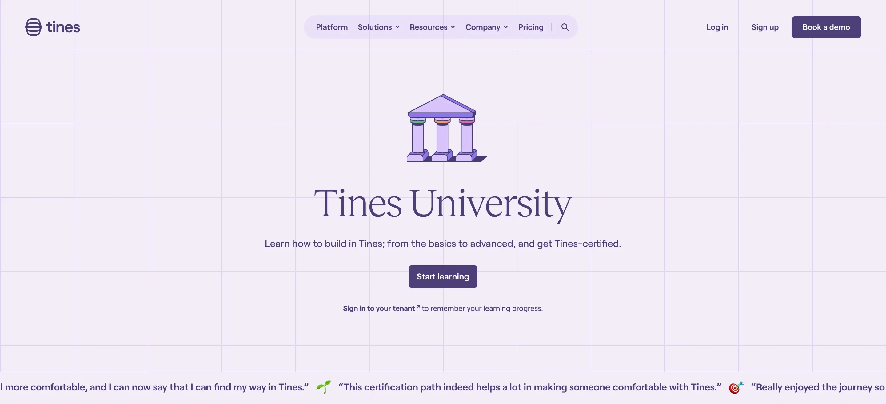 Tines University Page Hero Section